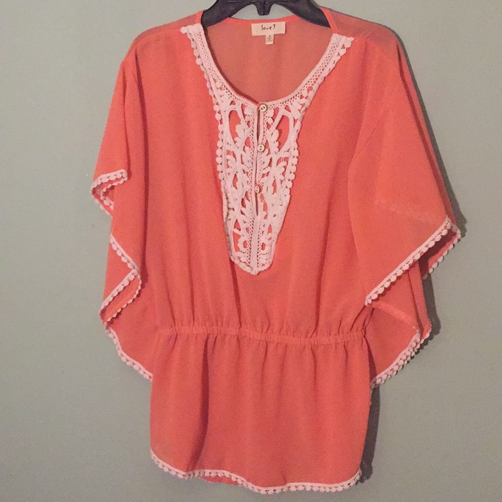 Peach, White Ruffles